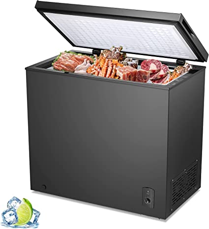 R.W.Flame Chest Freezer 7.0 Cubic Feet, Deep Freezer,Adjustable Temperature,Energy Saving,Top open Door Compact Freezer,Black