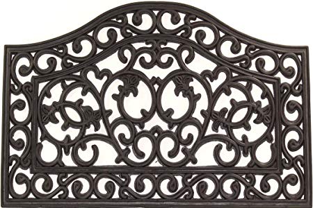 Envelor Home and Garden Rubber Wrought Iron Rubber Welcome Door Mats - Various Designs (Size 18 x 30 Inches) (Iron_Scroll)