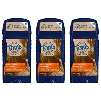 Tom's of Maine Men's Long Lasting Wide Stick Deodorant, Deodorant for Men, Natural Deodorant, Deep Forest, 2.8 Ounce, 3-Pack