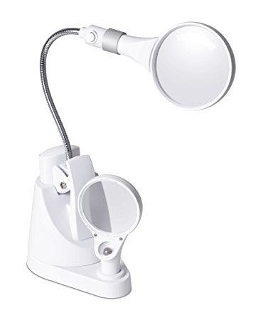 OttLite 15900C  LED Clip and Freestanding Magnifier Lamp, White