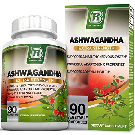 BRI Nutrition Ashwagandha - 90 Count - 1000mg Pure Ashwagandha Root Powder - 2 Veggie Capsules Per Serving