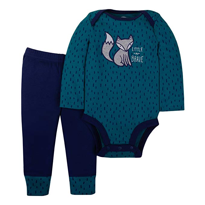 Lamaze Baby Boys Organic 2 Piece Longsleeve Bodysuit and Pant Set