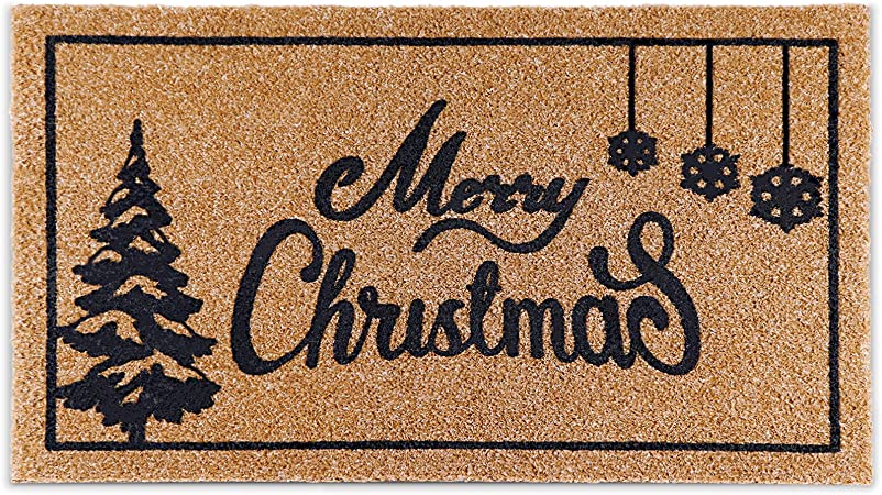 OurWarm Christmas Door Mat Outdoor Welcome Mat for Front Door, Merry Christmas Doormat with Non-Slip PVC Backing, 30'' x 17'' Coir Winter Doormat for Indoor Outdoor Christmas Holiday Entryway Decor