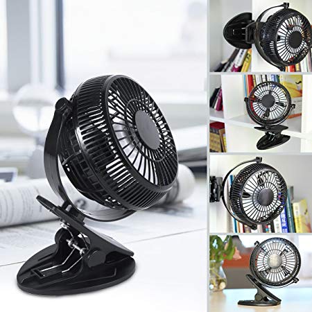 WEINAS Mini USB Clip and Desk Personal Fan - 5 Inch Portable 2 Mode Speed Plastic Fans Cooling Small Office 360 Adjustable for Home Office