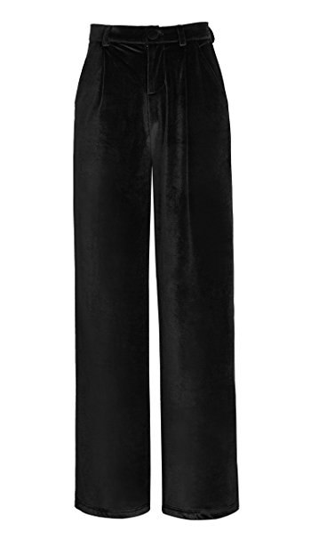 Urban CoCo Women's Vogue Velvet Palazzo Wide Leg Pants