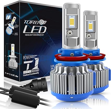 RCP H11/H8/H9 LED Headlight Bulbs, 70W 7200LM 6000K Bright White LED Headlight Conversion Kits with Canbus H11 High Low Beam LED Bulbs, 1 Pair