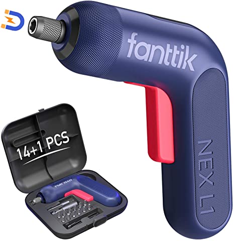 TACKLIFE Cordless Screwdriver with Digital Display, 0.5-6.0 N.m Max, Electric Screwdriver Rechargeable, 0-200rpm, Shark Chuck for Fast Lock, 2.0Ah, 14pcs Accessories, Front LED - fanttik L1 Pro(Blue)