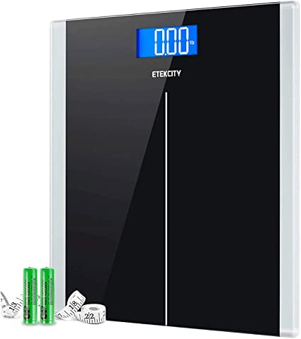 Etekcity Digital Body Weight Bathroom Scale with Step-On Technology, 400 Lb, Body Tape Measure Included