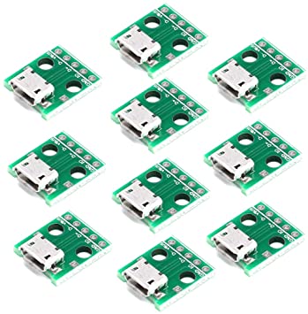 HiLetgo 10pcs Micro USB to DIP Adapter 5pin Female Connector B Type PCB Converter pinboard