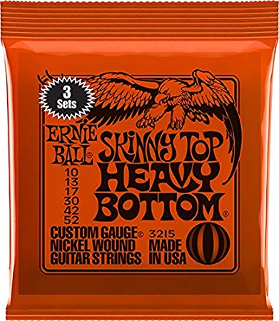 Ernie Ball Skinny Top Heavy Bottom Slinky Nickel Wound Electric Guitar Strings 3 Pack - 10-52 Gauge