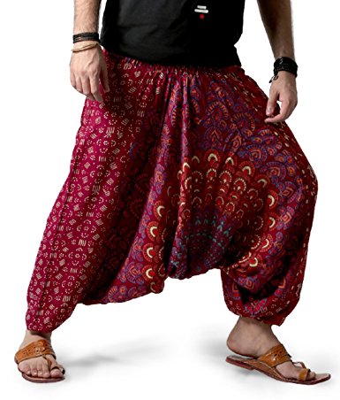 The Harem Studio Mens Womens Yoga Wide Leg Boho Hippie Comfy Harem Pants - Mandala Style
