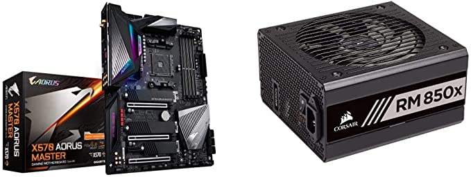 GIGABYTE X570 AORUS Master (Gaming Motherboard) & Corsair RMX Series, RM850x, 850 Watt, 80  Gold Certified, Fully Modular Power Supply (CP-9020180-NA)