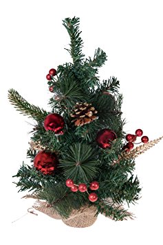 Clever Creations 16 inch Christmas Tree (04-Red with Holly and Burlap)