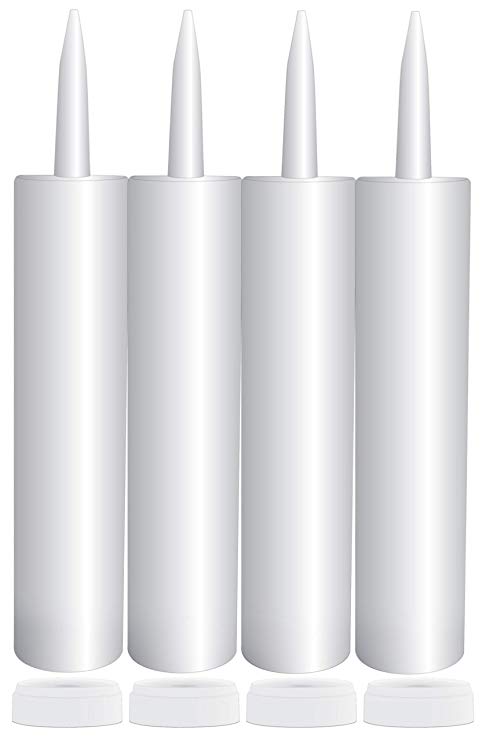 Empty Plastic Caulk Tubes, 11-Ounce (4-Pack); Refillable Sealant Caulking Tubes