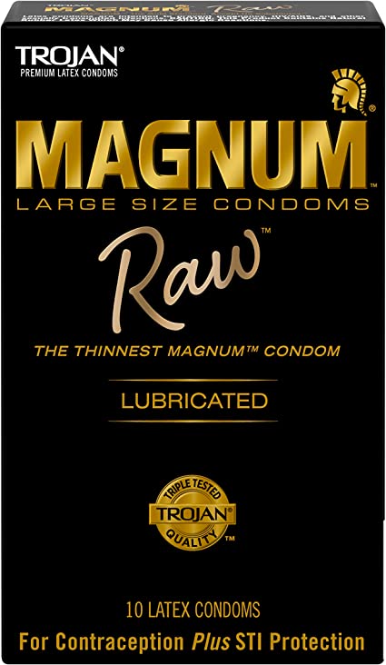 Trojan Condom Magnum RAW Large Size Condoms - 10 Count
