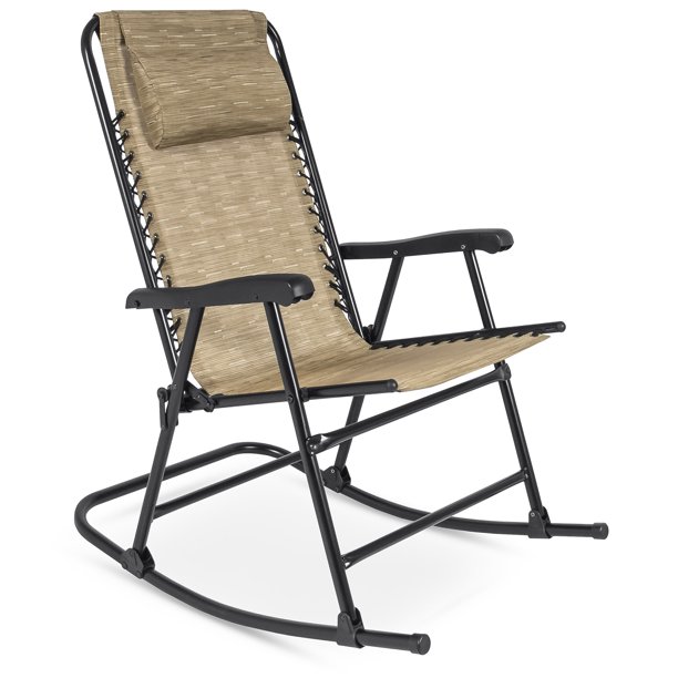 Best Choice Products Foldable Zero Gravity Rocking Patio Recliner Chair - Beige