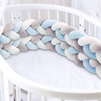 Luchild Braided Crib Bumper, 78.7 inch/2m Baby Cot Bumper, Crib Bumper Wrap Around Protection 100% Cotton Bed Sleep Bumper for Newborns Baby Kids
