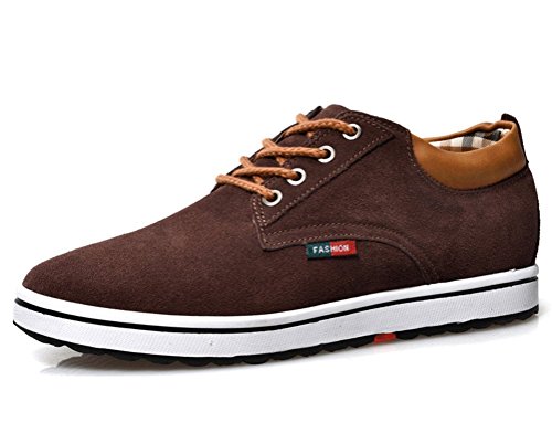 ailishabroy Men's Genuine Suede Leather Elevator Shoe Men Height Increasing Lace Up Casual Shoes