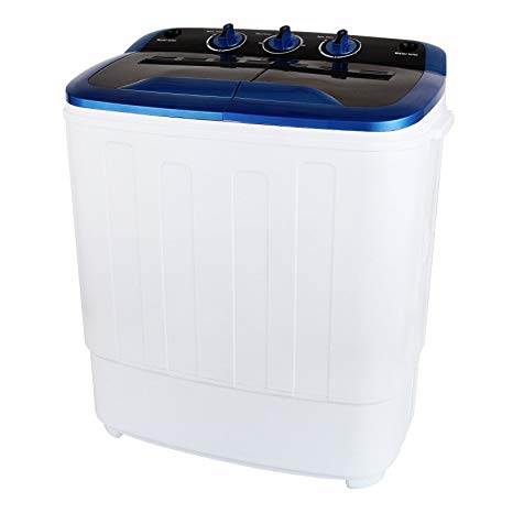 KUPPET 13Ibs Portable Mini Compact Twin Tub Washing Machine Washer Spin Dryer, Ideal for Dorms, Apartments, RVs, Camping etc, White & Blue