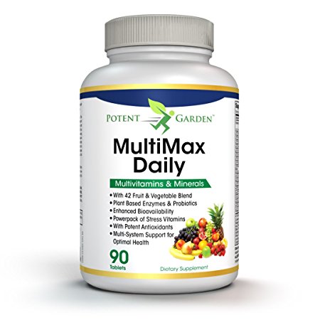 MultiMax Daily Multivitamin for Women and Men - Best Whole Food Based Natural Multivitamins Supplement - 21 Vitamins and Minerals - Proprietary Blend of 42 Fruit Vegetable Super Foods - Probiotics