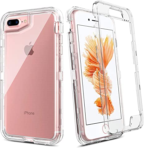 BENTOBEN iPhone 8 Plus Case, iPhone 7 Plus Case, iPhone 6s Plus Case, iPhone 6 Plus Case, Transparent Clear Heavy Duty Rugged Full Body Shockproof Protective Phone Cover, Crystal Clear