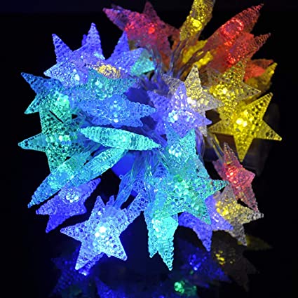 echosari 4M 40 LED Battery Powered Fairy String Light,Five-Pointed Star String Lights for Chrismas, Party, Wedding, New Year, Garden Décor (Multi-Color)