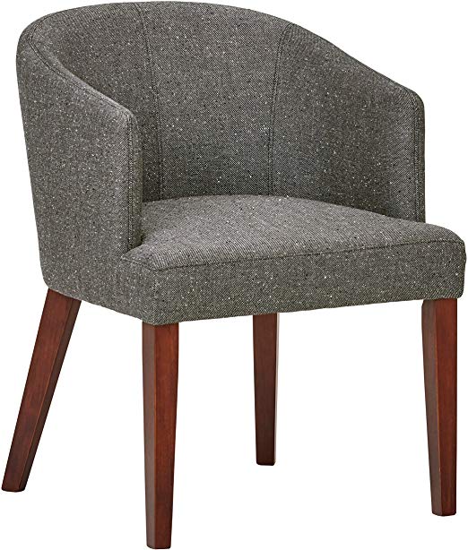 Rivet Alfred Mid-Century Modern Wide Curved Back Accent Kitchen Dining Room Chair, 25.2"W, Ash Grey