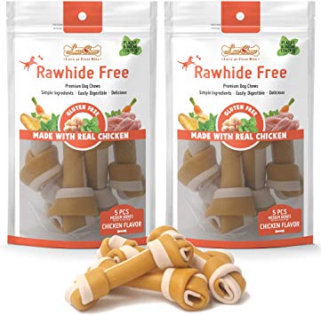 LuvChew Premium Dog Chew Bones, Made with Real Chicken, Rawhide Free, Gluten Free, Made with Limited Ingredients, Delicious, Healthy, Highly Digestible, No Choking Hazard, USDA & FDA Approved