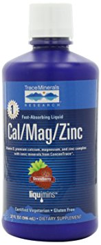 Trace Minerals Research Cal/Mag/Zinc, Strawberry, 32-Ounce