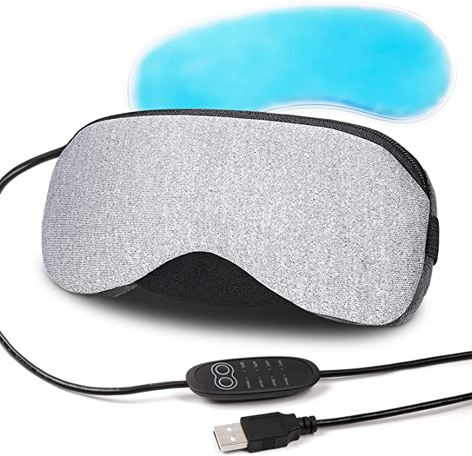 Portable Cold and Hot USB Heated Steam Eye Mask   Reusable Ice Gels for Sleeping, Eye Puffiness, Dry Eye, Tired Eyes, and Eye Bag with Time and Temperature Control, Best Mother's Day Gift