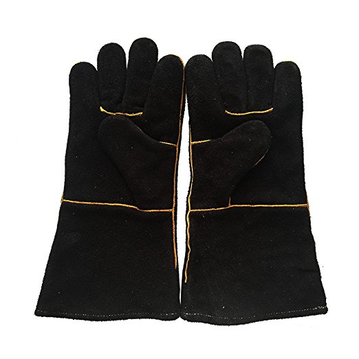 14 Inch Welding Gloves,Suede Work Gloves Suitable for Automotive, tool & industrial , Office maintenance, janitorial, Gloves(Black)