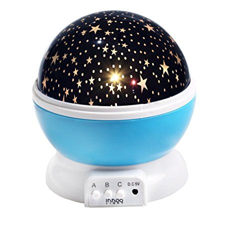 Baby Night Light Moon Star Rotating Projector LED Lamp 9 Color Changing USB or Battery Powered
