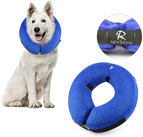 Renzchu Dog Cone Collar Soft - Protective Inflatable Cone Collar for Dogs and Cats, Designed to Prevent Pets from Touching Stitches
