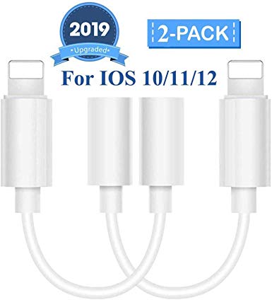 Headphone Adapter for iPhone Jack to 3.5mm Dongle for iPhone Xs/XR/XS Max/X /8/8Plus/7/7Plus.Earphone Adaptor Female Connector Audio Cable Earbuds Aux Converter Support All iOS System(2 Packs)