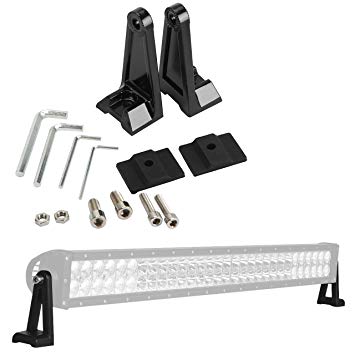 ALAVENTE Light Bar Side Brackets Universal Side Mounting Brackets Kit for Jeep Offroad Truck Mounting Double Row LED Work Light Bar (Pair, Black)