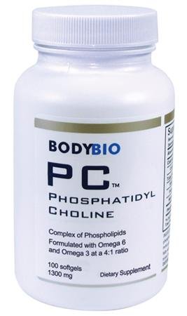 BodyBio | PC Phosphatidylcholine 1300mg | Phospholipid Complex | Formulated with a 4:1 Ratio of Omega 6 to Omega 3 | 100 Softgels