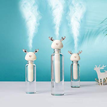 Patas Lague Mini USB Portable Humidifier, Small Size Deer Cool Mist Humidifier for Travel Home Baby Hotel Office Ivory