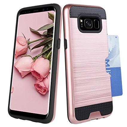 Samsung S8 Wallet Case, Galaxy S8 Case, BENTOBEN Samsung Galaxy S8 Case with Credit Card Holder Dual Layer Wallet Shockproof Protective Case Cover for Samsung Galaxy S8 5.8 inch 2017 - Rose Gold