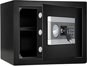 1.2 Cub Fireproof and Waterproof Safe Box, Digital Combination Lock Security Safe Box with Keypad LED Indicator, Home Safe for Cash Jewelry Guns Money Safe Cabinet (Black)