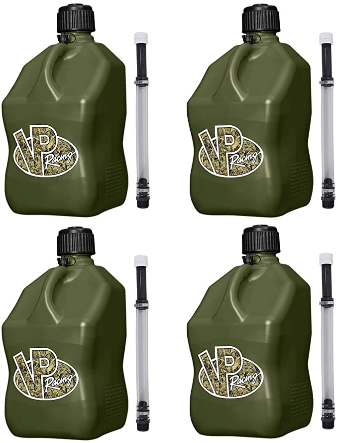 VP Racing Fuels 5 Gallon Square Motorsport Utility Container Camo with 14" in. Hoses (4 Pack)