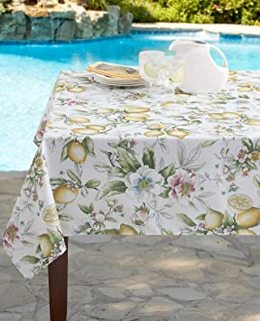 Benson Mills Indoor Outdoor Spillproof Tablecloth for Spring/Summer/Party/Picnic (Limona, 60" X 104" Rectangular)