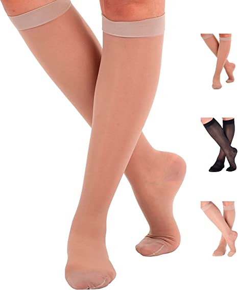 Womens Sheer Compression Socks 20-30mmHg - Knee Hi Support Stockings