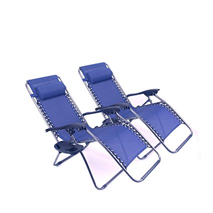 Polar Aurora 2pack Blue Color Zero Gravity Chairs Recliner Lounge Patio Chairs Folding