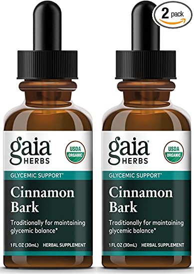 Gaia Herbs Cinnamon Bark, Liquid Herbal Extract, 1 Ounce - Glycemic Balance & Normal Blood Sugar Support Supplement, Certified Organic