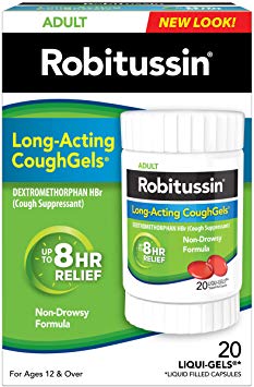 Robitussin Adult Long-Acting coughgels (20Count), 8-Hour Non-drowsy Cough Suppressant, Liqui-Gels Capsules