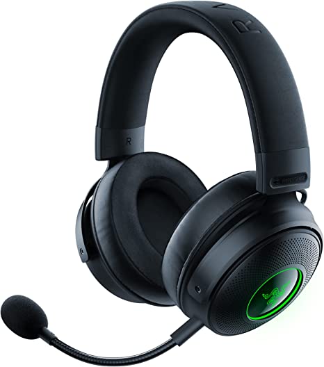 Razer Kraken V3 Pro HyperSense Wireless Gaming Headset w/Haptic Technology: Triforce Titanium 50mm Drivers - THX Spatial Audio - Hyperspeed Wireless - Hybrid Fabric & Leatherette Memory Foam Cushions