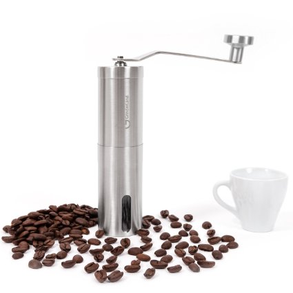 GrinderLand Hand Coffee Burr Grinder | Adjustable Conical Ceramic Stones | Best Coffee Mill for Traveling, Camping | Aeropress Compatible - (Standard Grinder)