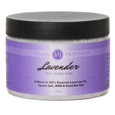 Lavender Foot Soak with Epsom Salt Softens Nails Cuticles and Relieves Sore Tired Feet 16oz