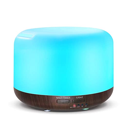 Essential Oil Air Mist Diffuser - Quiet Aroma Essential Oil Diffuser with Adjustable Cool Mist Humidifier Mode Waterless Auto-off 7 Color Lights Changing for Office Home Bedroom Living Room (310ml)