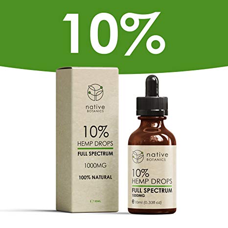 Native Botanics Organic Hemp Seed Oil Drops 10% (1000mg) – Full Spectrum, 100% Pure, Natural & CO2 Extracted Herbal Oil – Anti-inflammatory & Rich in Omega-3 & Omega-6 Fatty Acids to help relieve Pain, Stress & Anxiety – Researched & Developed in the UK